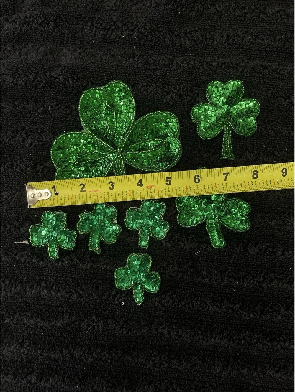 Sequin Shamrock Applique Patch Lo- Clover Good Luck Badge